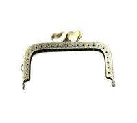 Boquillas Para Bolsos Lote de 10 cierres de metal con forma de corazón y beso for bolso, de 8,5 cm, en bronce o plata, con relieve cuadrado.(Antique bronze)