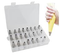 Boquillas para manga pastelera, 24pcs Set Incluir Boquillas, Boquillas más grande, Boquilla de Hierba, Boquillas de Hojaldre, Acopladores Decoración de Pasteles, Cupcake, Repostería, Galletas