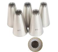 Boquillas Pasteleras 5pcs/set Large Icing Piping Nozzles For Decorating Cake Baking Cookie Cupcake Nozzle Stainless Steel Pastry Tips(5FT-5pcs)