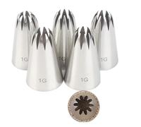 Boquillas Pasteleras 5pcs/set Large Icing Piping Nozzles For Decorating Cake Baking Cookie Cupcake Nozzle Stainless Steel Pastry Tips(1G-5pcs)