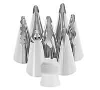 Boquillas Pasteleras 8/10pcs Russian Piping Tips Set Icing Nozzles Reusable Frosting Pastry Bags Fondant Smoother Cake Baking Decorator Tool(8pcs)