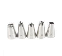 Boquillas Pasteleras Piping Pastry Nozzles Set, Medium Stainless Steel Icing Cream Cake Tips For Dessert Biscuit Cup, Kitchen Bake 5pcs(2A-1M-2D-2F-6B)