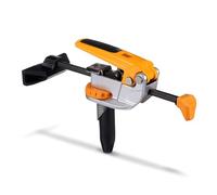 BORA Abrazadera de perro en línea de ajuste automático con clavija dividida ajustada, base giratoria de 360°, grosor de abrazadera de 75 mm, fuerza de sujeción de 11-250 kg, varilla de empuje de acero