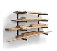 Bora PBR-004B - Estante de metal de 4 niveles para almacenamiento, organización de garaje, ahorra espacio para leña, tuberías, tableros, madera contrachapada y materiales de construcción, negro, gris