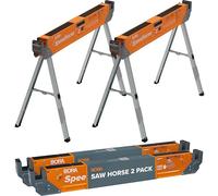 BORA PORTAMATE Speedhorse PM-4500T - Juego de 2 piezas de montaje instantáneo 30 veces más rápido, plegado de patas no secuenciales, capacidad de 1633 kg por par, parte superior de metal para 2 x 4,