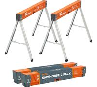 BORA Workhorse - Caballos de Sierra, Paquete de 2 caballetes Plegables Resistentes con Patas Ajustables, Caballo de Sierra Resistente para contratistas, Banco de Trabajo portátil PM-3330T, Naranja