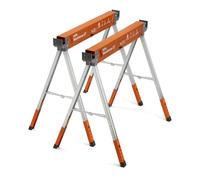 BORA Workhorse XT - Juego de 2 caballetes de sierra plegables, resistentes, altura ajustable, par con patas ajustables, caballo de sierra resistente para contratistas, banco de trabajo portátil con
