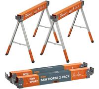 BORA Workhorse XT - Pack 2 Caballetes Plegables Metálicos Altura Ajustable | 2 caballetes metálicos plegables, altura ajustable 76-86 cm, 612 kg/ud - despliegue rápido para obra y taller