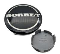 BORBET 1 x Original Llanta Tapa | Buje Tapa Buje Tapa Negro Brillo Plata Center Cap 56 mm