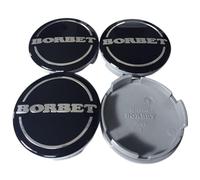 BORBET 4 x Original Llanta Tapa | Buje Tapa Buje Tapa Negro Brillo Plata Center Cap 56 mm