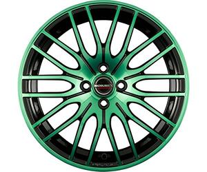 Borbet CW 4 7 x 17 et 38 Círculo del perno 4 x 100 Hub centrado 64 CW4 70738100464bgg, Negro/Verde brillante