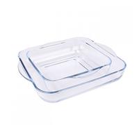Borcam 1690037 Juego de 2 bandejas de Horno Care Cristal Transparente, 31,5 x 28 x 6 cm