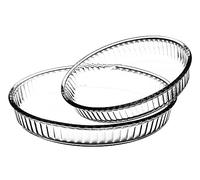 Borcam Set de 2 Platos Redondos de Vidrio, 32 x 32 x 5 cm