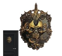 Borche De La Puerta De Halloween - Iron Skull Ornament 8.27x6.3 Pulgadas Diseño, Sonido Activado Scary Prop, Decoración Ocular Brillante, Pieza Colgante De Entrada Realista | Para La Puerta Del Porche