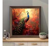 Bordado de Diamantes Kit Completo Pack de 2, 35x35cm Pavo real,Selva Pintura de Diamante 5D Redondo, Playa Diamond Painting Adultos Full Drill, Manualidades DIY Decoración Salón y Habitación,2p371p