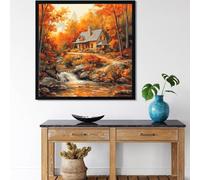 Bordado de Diamantes Kit Completo Pack de 2, 50x50cm Otoño,Selva Pintura de Diamante 5D Redondo, Playa Diamond Painting Adultos Full Drill, Manualidades DIY Decoración Salón y Habitación,2p390p