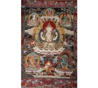 Bordado de Seda Budismo Thangka Tibetano 4 Brazos Guanyin Kwan-Yin Dragón Tangka Yoga Tapiz Budista Colgante de Pared Arte de la Pared Decoración del hogar Tapiz