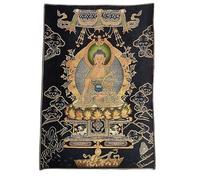 Bordado de Seda Tíbet Thangka Budismo Medicina Buda Negro Tangka Mural Colgante de Pared para decoración del hogar Tapiz