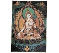 Bordado de Seda Tibetano Thangka Budismo Tara Blanca Guanyin Kwan-Yin Tangka Mural Tangka Colgante de Pared para decoración del hogar Tapiz