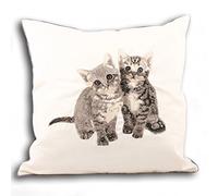 Bordado del Gatito Paoletti Hilo Cubierta del Amortiguador, Cream, 35 X 50 Cm