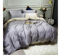 Bordado Lujo Red satén Jacquard Cinco de la Cama Queen/King 4pcs Reversible edredón fácil (Color: f tamaño: Reina) (e Rey)