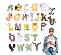 Bordados decorativos de 26 piezas con motivos bordados, pegatinas de transferencia con motivos de letras animales lindos para chaqueta camisa de muebles