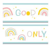 Bordadura de 15 cm x 200 cm para decoración de habitación infantil y cuarto de bebé, adhesivo de pared autoadhesivo, diseño de arcoíris, para niños, niña y niño, Y033 (Good Vibes)