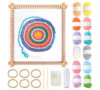 Borddeag - Telar de madera (28 x 25 cm, con hilo cuadrado, telar cuadrado, para principiantes, para tejer y decorar