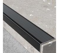 Borde de aluminio para escalera, 5 cm de ancho, protector de Sd Ed para grapas interiores y exteriores, 150 cm, tira de umbral negra y protector de esquina