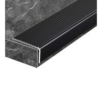 Borde de aluminio para escalera, 90 cm, impermeable, borde en forma de L, para madera, vinilo, azulejos, escaleras, uso en interiores y exteriores, 4 cm de ancho x 2 cm de alto