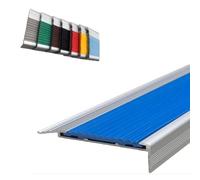 Borde de escalera de aluminio antideslizante con forma de borde de escalera, protector de banda de rodadura de 36 pulgadas/48 pulgadas de ancho para porches residenciales, color azul cielo, 130 cm