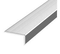 Borde de escalera de aluminio plateado de 35 pulgadas: protector antideslizante for interiores y exteriores.(WxH 8x5cm)