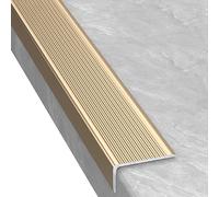 Borde de Escalera en Forma de L, Perfil de Borde de Escalera de Aluminio, Tira Antideslizantes, Protector de Borde de Escalera, Perfil para Cantos Escaleras(Gold,30x20mm)