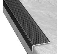Borde de Escalera en Forma de L, Perfil de Borde de Escalera de Aluminio, Tira Antideslizantes, Protector de Borde de Escalera, Perfil para Cantos Escaleras(Zwart,30x20mm)