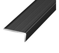 Borde de escalera estriado alféizar aleación aluminio, Protector borde escalón, tira moldura Metal en L for la parte superior escalones cerámica(Black,5cm/1.96in)