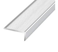 Borde de escalera estriado alféizar aleación aluminio, Protector borde escalón, tira moldura Metal en L for la parte superior escalones cerámica(Silver,10cm/3.93in)