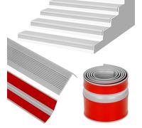 Borde de escalera, nariz de goma de vinilo, antideslizante, autoadhesivo, tira de goma flexible, adecuada para escaleras interiores y exteriores, antideslizante e impermeable