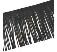 Borde de flecos Flecos de borlas cuero sintético color amarillo, gris y beige, longitud total 100 cm, peso ligero suave, ancho 20/25/30, cinta encaje con adorno(Black,3mm*20cm)