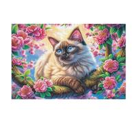 Borde de Flores Angel Cat Puzzles 1000 Piezas DIY Creativo Flora Meadow Firmament Rompecabezas Familiar para Toda La Familia Juguete Educativo Aliviar Estrés Decorativo 1000 PCS