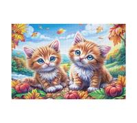 Borde de Flores Cat Family Puzzle 1000 Piezas Relajante Premium Cute Pets Warm The Heart Rompecabezas para Hombres Y Mujeres Estera Portátil 3D Decoración Hogar Duradera 1000 PCS