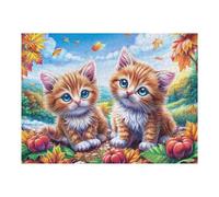Borde de Flores Cat Family Puzzles 500 Piezas Juguete Educativo 3D Cute Pets Warm The Heart Rompecabezas Familiar para Toda La Familia Entretenimiento Creativo Decorativo 500 PCS