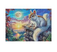 Borde de Flores Squirrel Puzzle 300 Piezas Portátil Familiar Cute Pets Warm The Heart Rompecabezas 3D para Familia Desafío Intelectual Maquetas Educativas Construir 300 PCS
