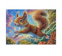 Borde de Flores Squirrel Puzzles 300 Piezas Estera Portátil Plegable Flora Meadow Nut Rompecabezas para Adultos Desafío Intelectual Aliviar Estrés Decoración Hogar 3D 300 PCS
