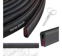 Borde de goma negro de 5 m, tira autoadhesiva de borde de canal en U, tira de sellado para puerta, ventana, mesa, esquinas, panel de vidrio, con tijeras