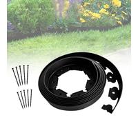 Borde de jardín - Borde curvado de plástico ligero decorativo para parterres, anillos de árboles y patios - Diseño flexible sin excavación, color gris