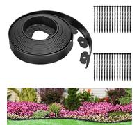 Borde de Jardín de Plástico Flexible, Césped Borde, Bordura Jardín Exterior 10 m con 30 Clavijas, Altura 5 cm, Cenefa de Jardín Cenefa para Arriate