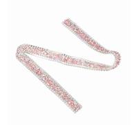Borde de la cinta de diamantes de imitación, 1 yarda 15 mm Rollo de malla de diamante Rollo Sparkle Decoración de la cinta de diamantes de imitación de cristal para la ropa Vestido Cinturón(Rosado)