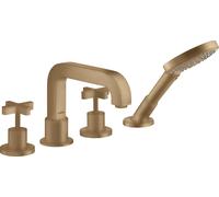 Borde de teja de 4 agujeros hansgrohe AXOR Citterio con asas en cruz, 39453140, Color: Bronce cepillado