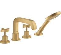 Borde de teja de 4 agujeros hansgrohe AXOR Citterio con asas en cruz, 39453250, Color: Óptica de oro cepillado