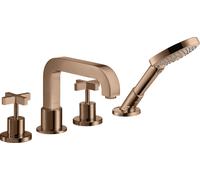 Borde de teja de 4 agujeros hansgrohe AXOR Citterio con asas en cruz, 39453300, Color: Oro rojo pulido